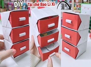 Cách làm tủ decor mini bằng Bao lì xì cũ- DIY paper craft